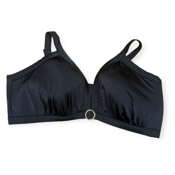 Cacique Plunge Bikini Top Set of 2 Black Blue Size 28 - Picture 5 of 12